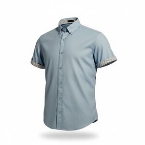 Johnston & Murphy Shirt Mens Extra Large White Blue Print Short Sleeve